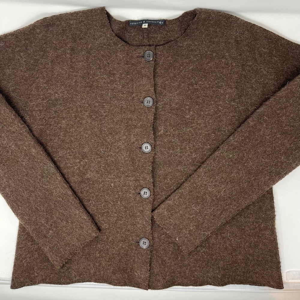 Peruvian Connection Brown Alpaca & Wool Sweater
